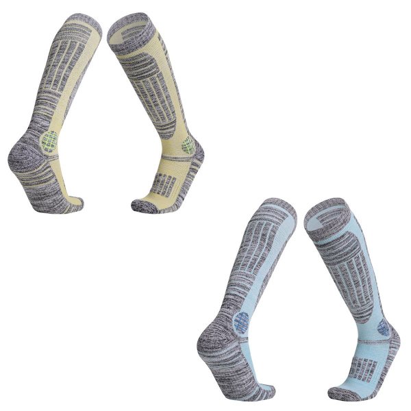 2-pack skidstrumpor för skidåkning, snowboardåkning, utomhusaktiviteter, blå + gul KLB