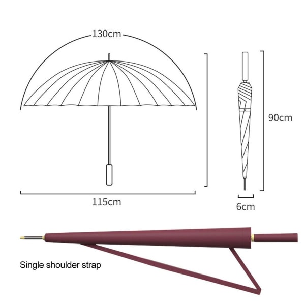24-bens automatiskt paraply, vindtätt och vattentätt, slagtåligt material, stål, rött KLB
