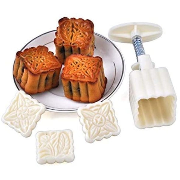 Månekakeform DIY Baking 4 sett 12 stykker runde og firkantede former