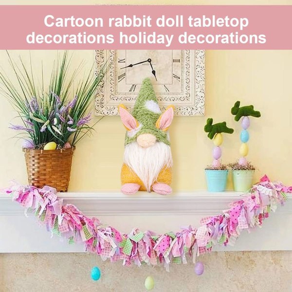 Påsk gnom dekorationer, tomte plysch docka kanin gåva prydnader grön
