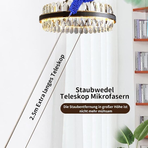 3 st dammvippa teleskopisk mikrofiber, tvättbar dammmopp extra