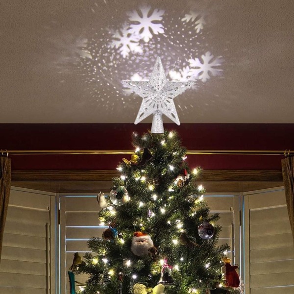Juletræstopper stjerne julestjerne med justerbar LED projektor KLB