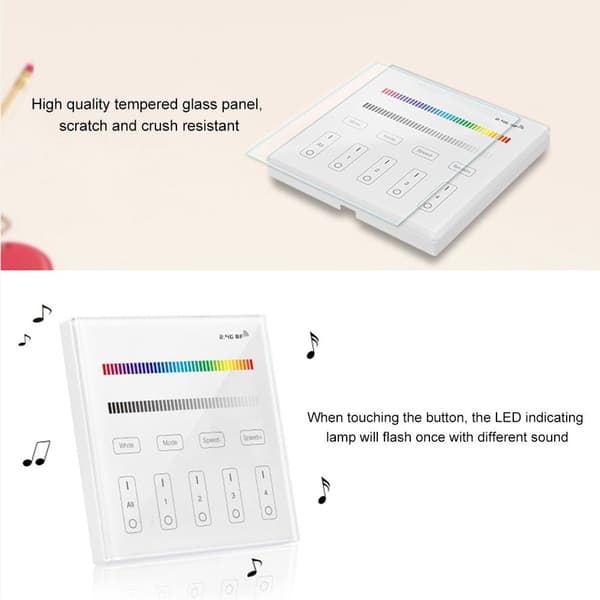 Milight 2.4G trådløs 4 zone RGB smart panel LED lys KLB