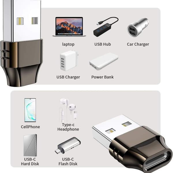 USB-C Hun til USB Han Adapter (Pakke med 2) Type C til USB A