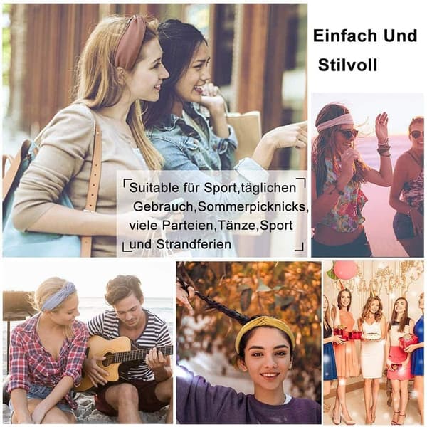 4 pannband för kvinnor, boho retro stil elastiska pannband