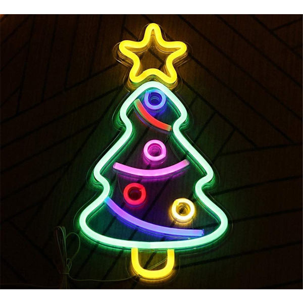 LED Neonljusskylt Julgran USB-styrd Nattljus Dekorativ Skylt Bar Pub Butik Klubb Garage Hemfest Dekor