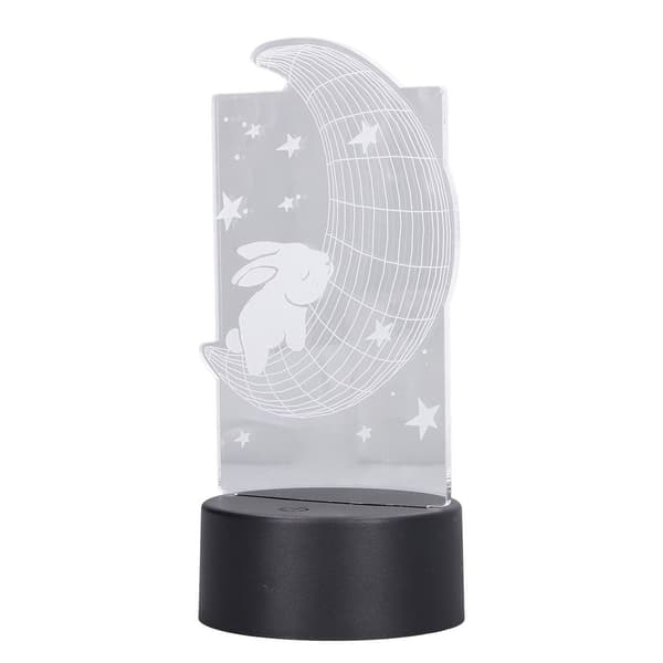 3D Bordlampe Måne Kanin LED Nattelys 7 Farve Touch KLB