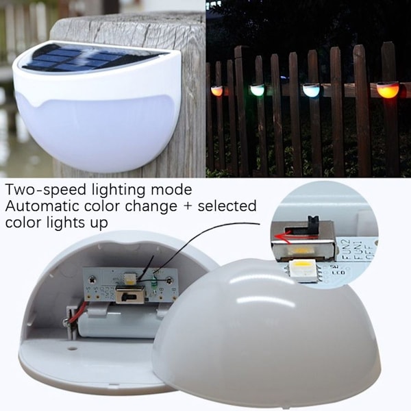 N760B 6 LED utomhus vattentät solcells semi cirkel ljusstyrd vägglampa (vit