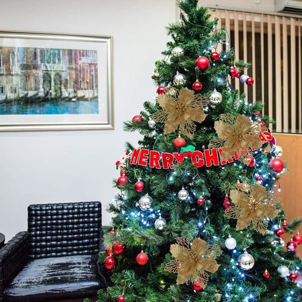 12 st gyllene glitter julstjärnor för julgran KLB