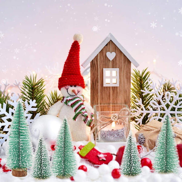 8 st 3 storlekar Mini Julgran Artificiell Miniatyr Julgran Grön Mini KLB