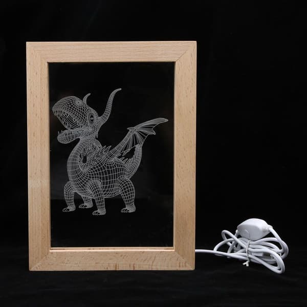 LED 3D nattlys skrivebordslampe akrylpanel mønsterlys KLB