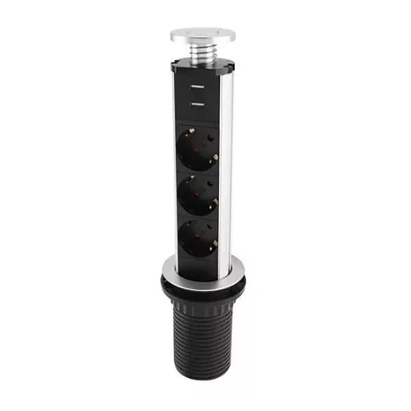 Skrivbordsuttag Multifunktionell 3 Pluggar 2 USB-portar Modern KLB