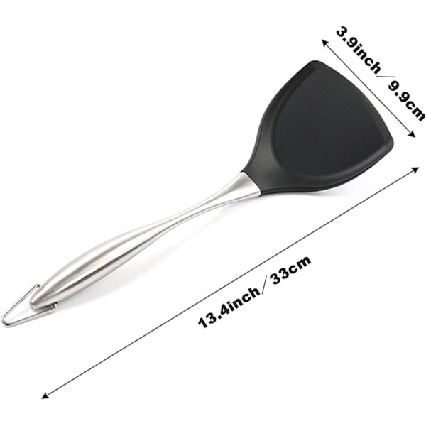 Fleksibel Silikon Fiske-Vender Spatel - Rustfrit Stål Silikonhåndtag - Varmebestandig op til 230 (Silikon, 1 stk) -