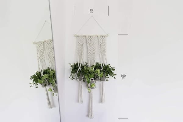 QueHouse Makramegarn Blomsterpottepynt - Veggdekorasjon Boho Blomst