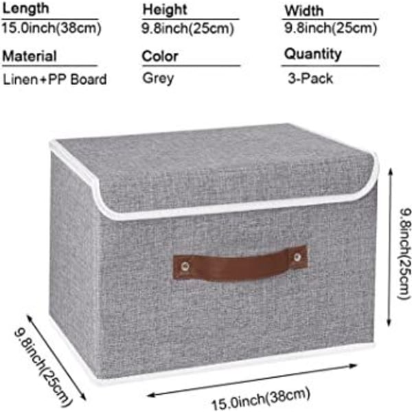 38x25x25cm,Grå Set med 1 Förvaringslåda,Hopfällbar med lock,för handdukar,böcker,leksaker,kläder och mer,