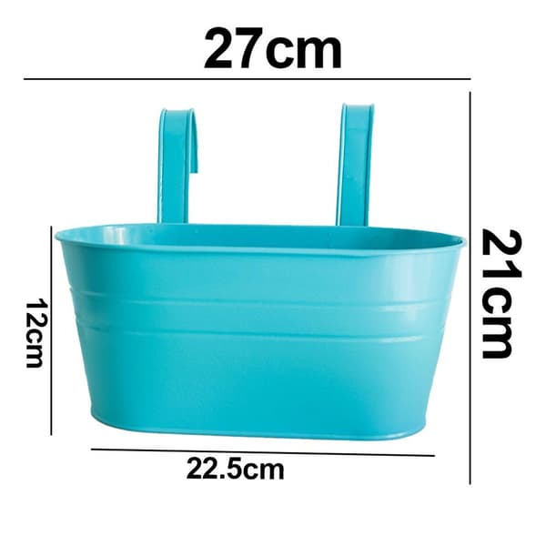 Fjernbar oval balkonghageplanter med jernblått metall