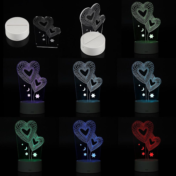 4.5V USB 3D Illusion Visual Romantic Night Lamp 7 Colors KLB