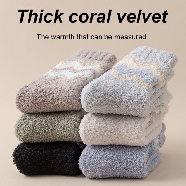 Coral velvet socks for women autumn winter thickened yellow KLB