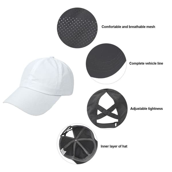 Hatt, baseball caps for menn og kvinner - pustende mesh side, hvit