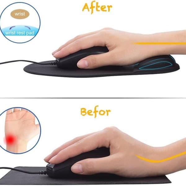 Kontormusematte med gel håndleddstøtte - Ergonomisk spillmusmatte