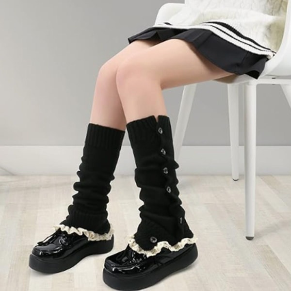 Leg Warmers Kawaii Leg Warmers Y2K Harajuku Leg Warmers til Sort KLB