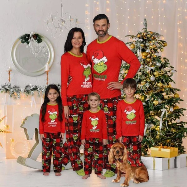 Julematchende familiepysjamassett for menn, kvinner, KLB
