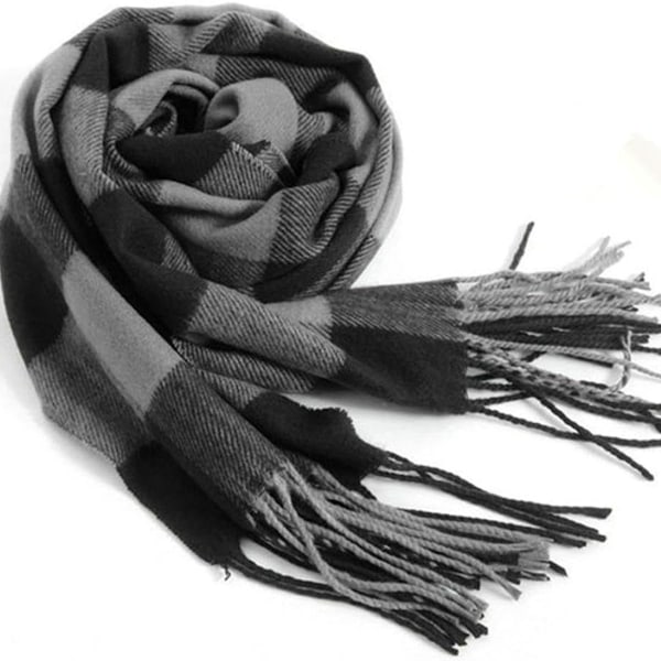 Herrar Halsdukar Klassisk Ankomst Vinter Check Scarf Tassel Kant Svart Grå