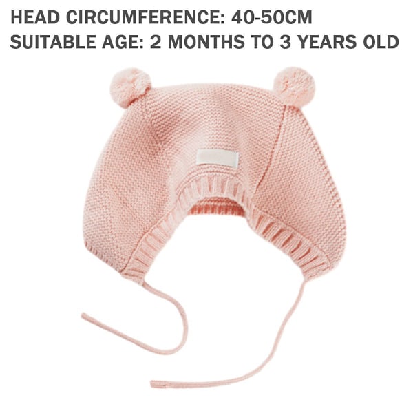 Baby Crochet Hat Toddler Cute Bear Ear Beanie Toddler Boys Girls Pink KLB