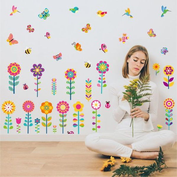 Pcs Forårsblomst Vægstickers Børnehave Klasseværelse Dekoration PVC