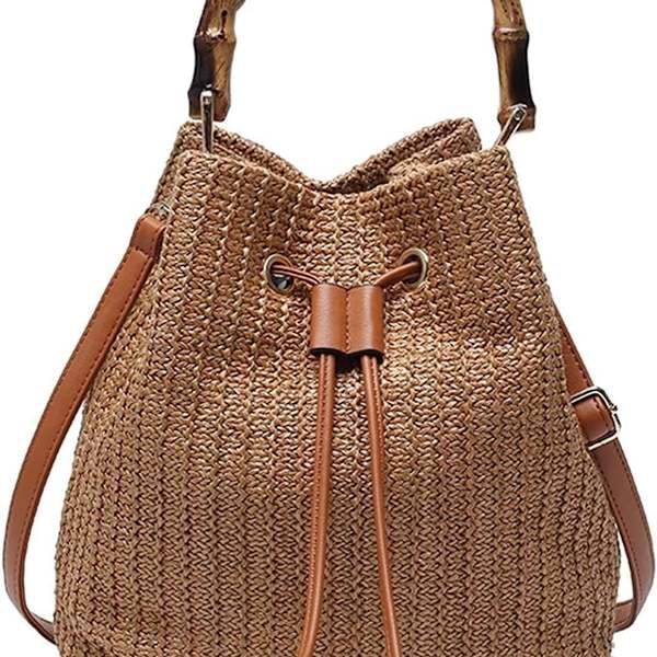 Sommer Rattan Handlepose Stor Kapasitet Strand Tre Handlepose