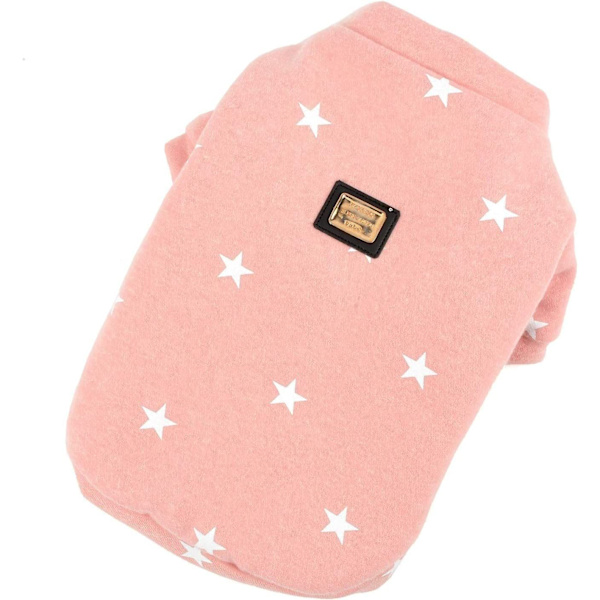 Hundtröja för husdjur, varm hundtröja för kattkläder, fleece-husdjursrock för valp liten medelstor hund (M, rosa)