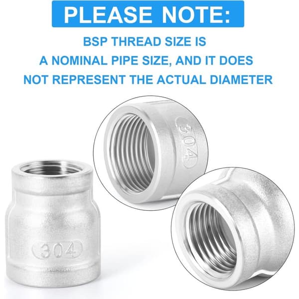 1 stk. 1-1/4\" x 1\" BSP hun-reduktionsfitting, rustfrit stål 304 rørfittings, KLB