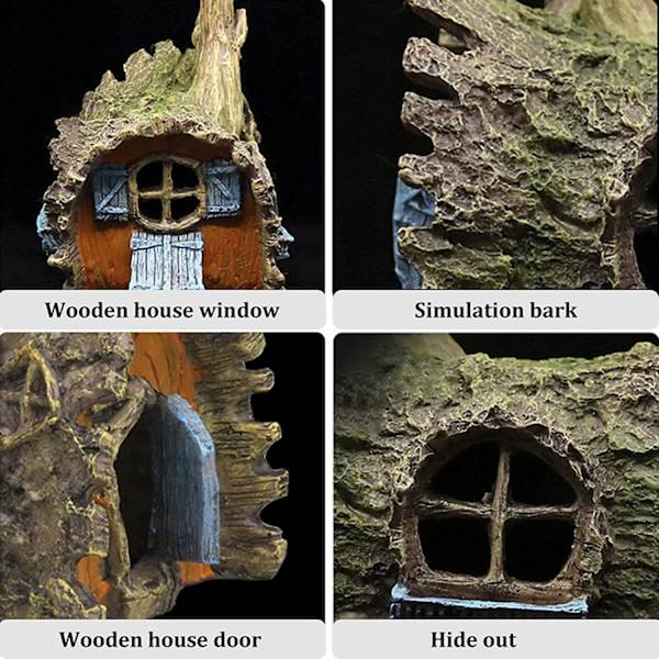 Akvarium prydnad Akvarium prydnader Harts grotta Lämplig för akvarium dekoration tillbehör(Tree House)-