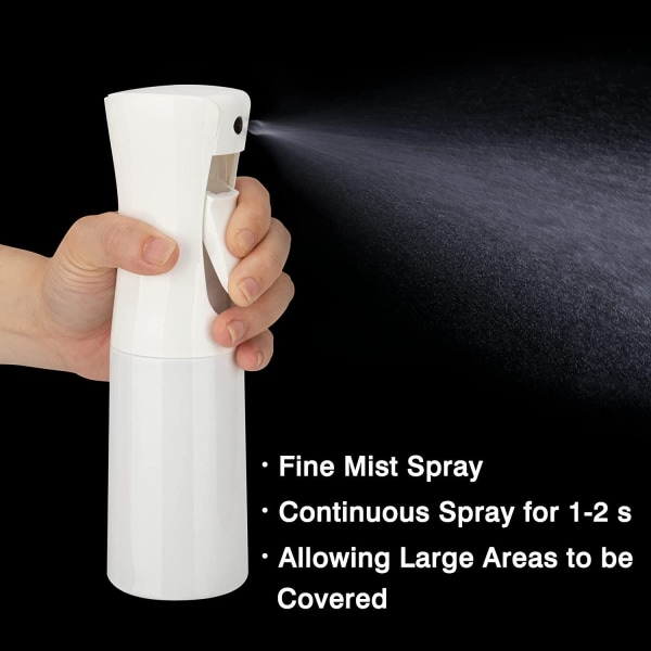 6,8 OZ/200 ML Kontinuerlig sprayflaske (hvid 2 pakke), hårsprayflaske, fin tågevandsprayflaske til saloner, frisør, planter, hudpleje, rengøring