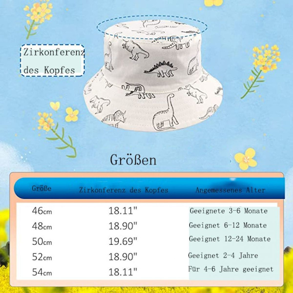 Solhatt Baby Bred Bremskjerm Fiskerhatt Solhatt Bomullhatt KLB