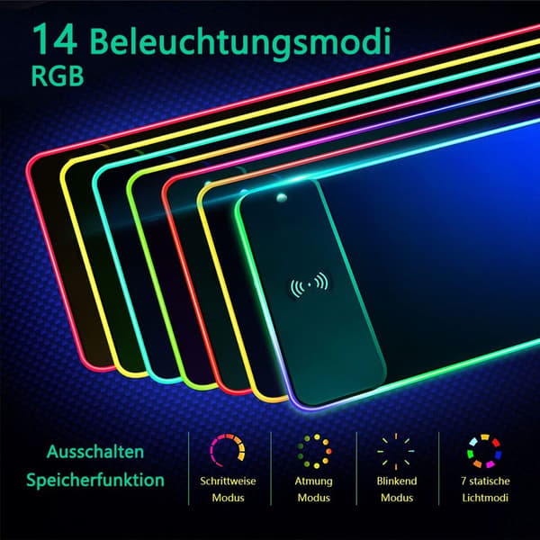 GIM RGB Gaming Musematte 10W Musematte LED 800x300x4mm 14 lysmoduser med 10W