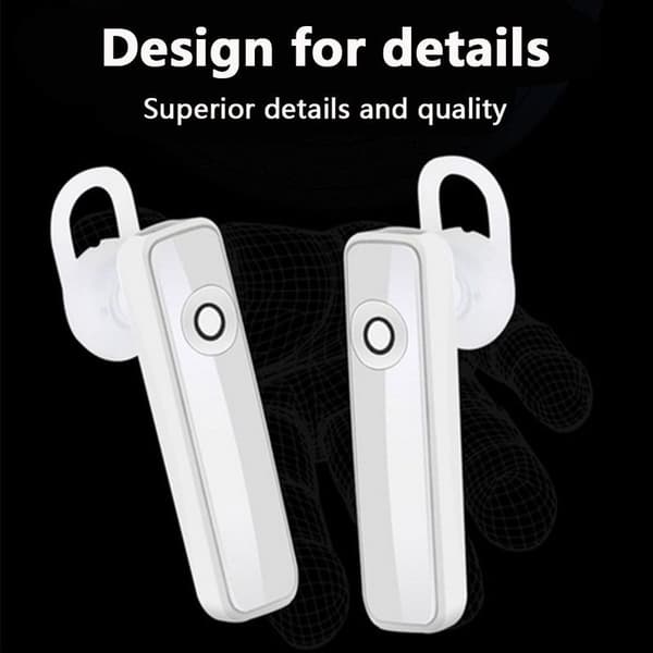 Bluetooth-headset, trådløst headset til håndfri mobilopkald i hvid