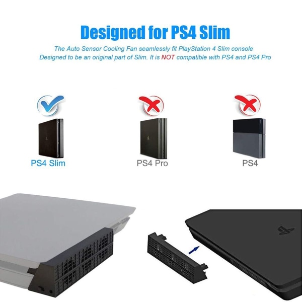 PS4 Slim Fan - Ekstern, automatisk temperaturkontrol, USB-køler KLB