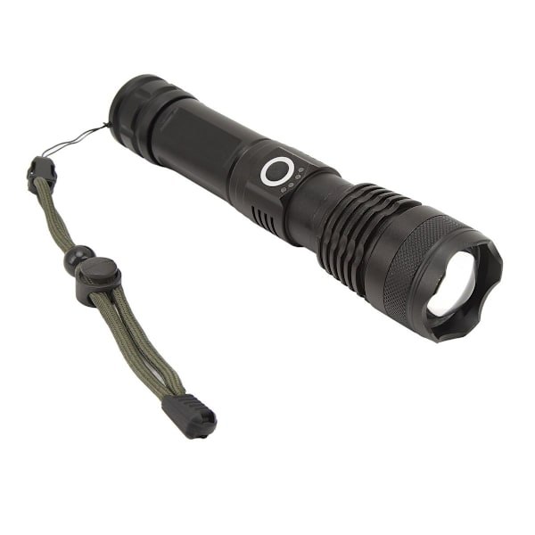 Starkt ljus ficklampa i aluminiumlegering, USB-laddningsbar KLB