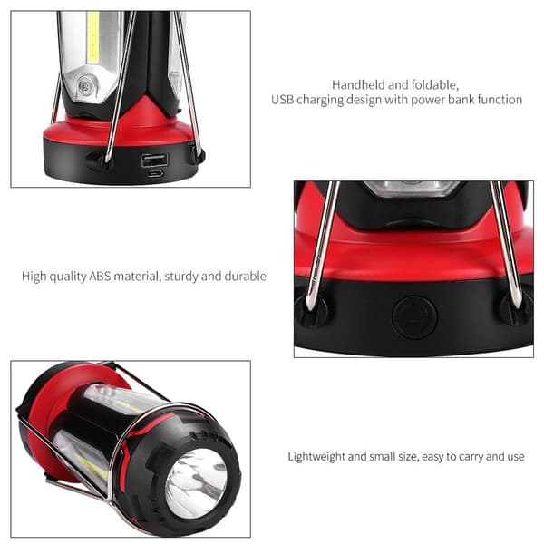 USB-ladbart LED teltlampe, bærbar COB-lampe for camping KLB