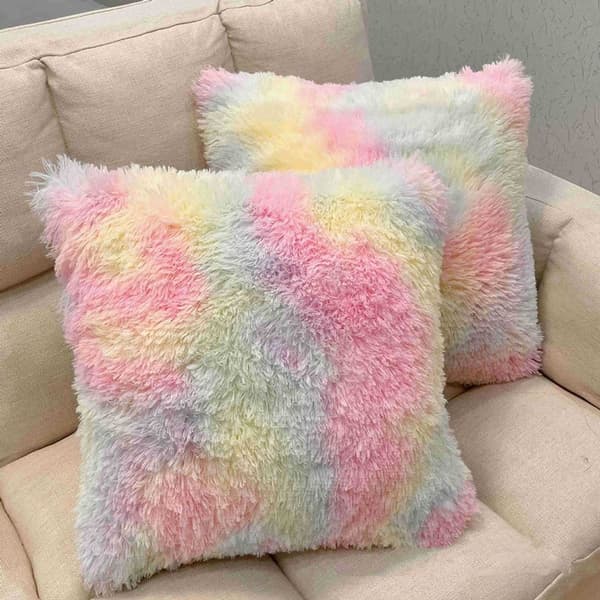 Sett med 2 putetrekk, 45 x 45 cm, supermyke fluffy puter til sofa KLB