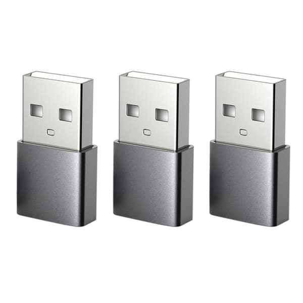 USB-C-hona till USB-hane-adapter, 3-pack [aluminiumhölje, grå