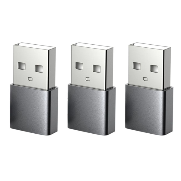 USB-C hona till USB hane-adapterpaket med 3 [aluminiumhölje, grå