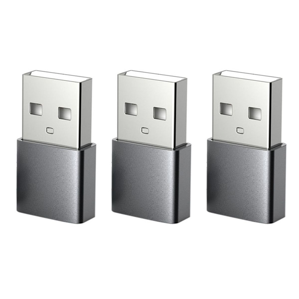 USB-C naar USB-adapter, 3-pack [aluminium behuizing, grijs