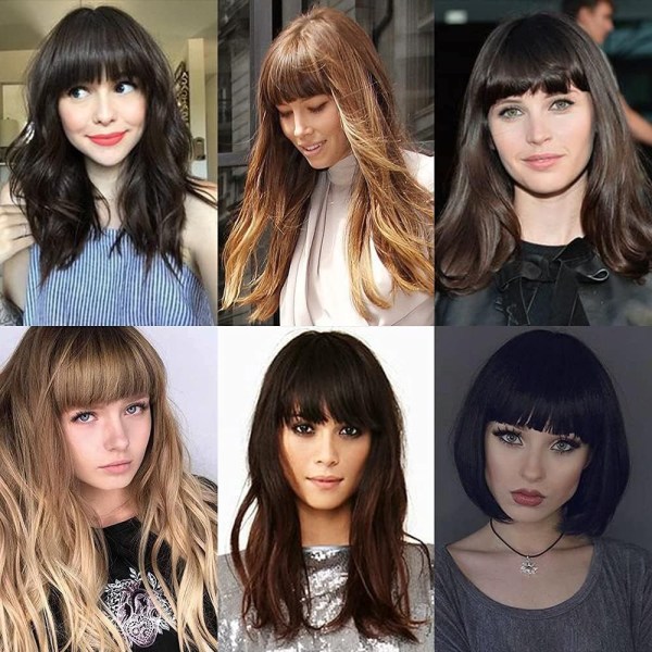 Ljusbrun tjock hårfringe äkta människohår bangs clip in bangs hårförlängning obehandlad lugg