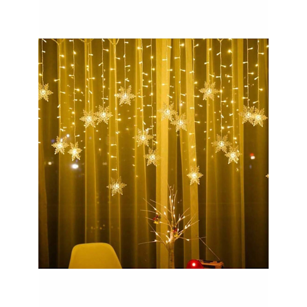 Jouluvalot, Verhovalot, 3,5m LED Lumihiutale Valot 8 Valotilaa, Ikkunan Koristelu, Joulu, Hää, Syntymäpäivä, Koti, Terassi, Valkoinen