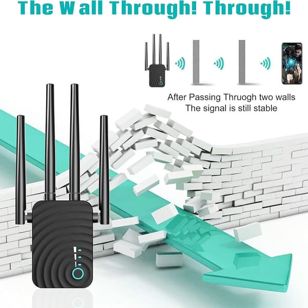 1200 Mbps WiFi-forsterker Signalforsterker, Full Coverage Repeater