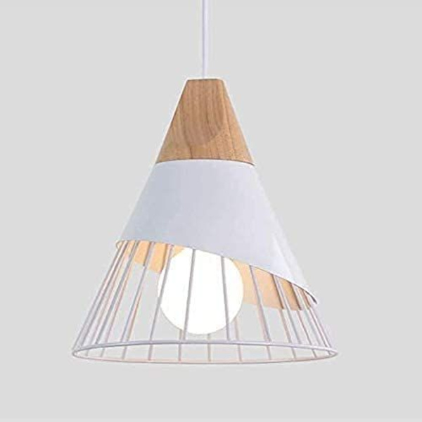 LED-lysekronen Moderne Enkel Køkken Stue Korridor Vedhængslampe Armatur Kreativ Kegleform Jernbur E27 Længde er 25CM Høj er 30CM(Hvid)