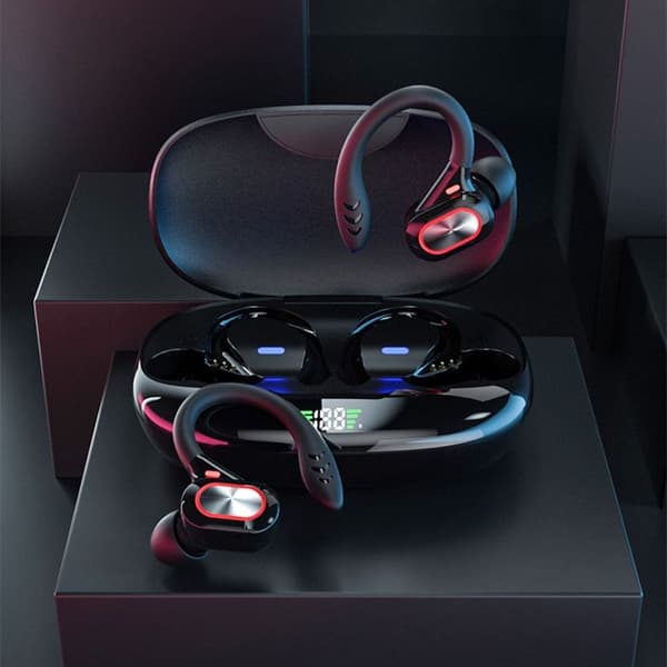 Bluetooth-hörlurar i örat, trådlösa Bluetooth 5-hörlurar, LED-display,