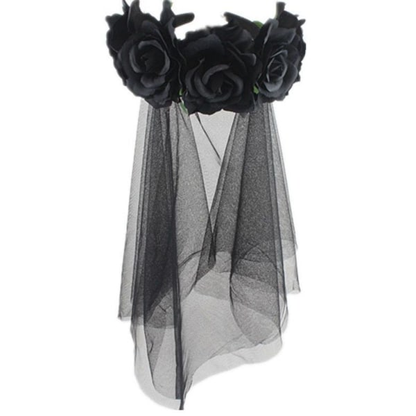 Rose Flower Veil Halloween Costume Headband Day of the Black KLB